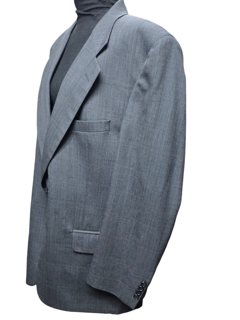 Vintage Burberrys Saks Fifth Ave Wool Blazer 44R Blue Gray Glen Plaid